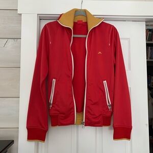 J.Lindeberg Stockholm women’s vintage Red and Gold athletic track zip Jacket S